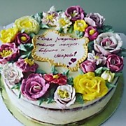 торт"цветы"без мастики